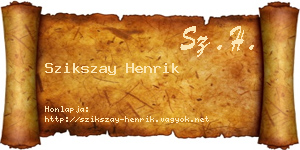 Szikszay Henrik névjegykártya